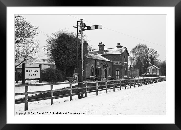 Snowy Hadlow Road railway station Framed Mounted Print by Paul Farrell Photography