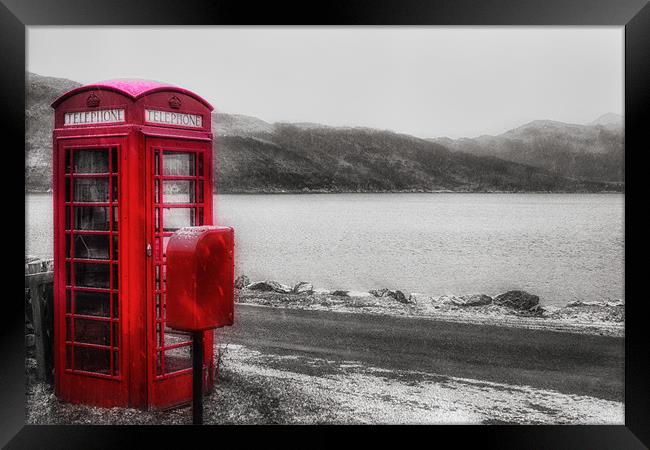 Red Telephone Box in the Snow Framed Print by Derek Beattie
