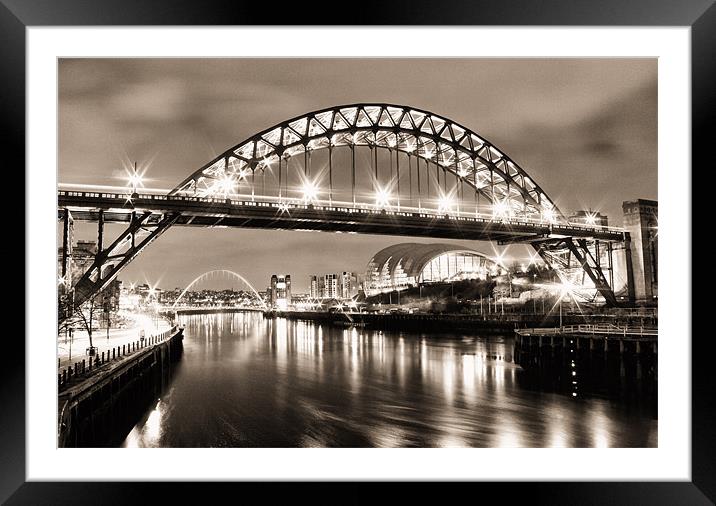 The Bright Lights of Newcastle Upon Tyne Framed Mounted Print by Toon Photography