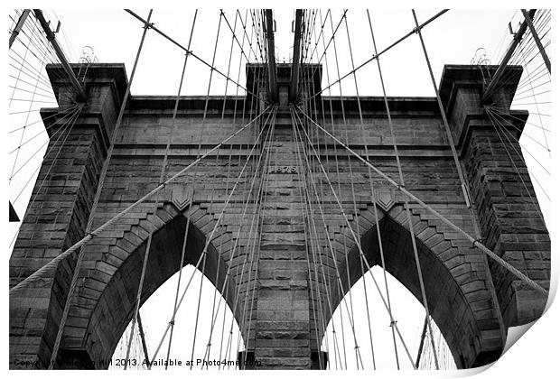 Brooklyn Bridge, New York Print by Megan Winder