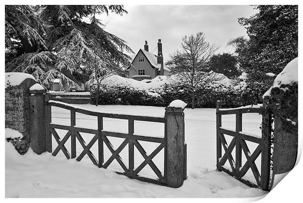 Norfolk Winter Farmhouse Print by Darren Burroughs