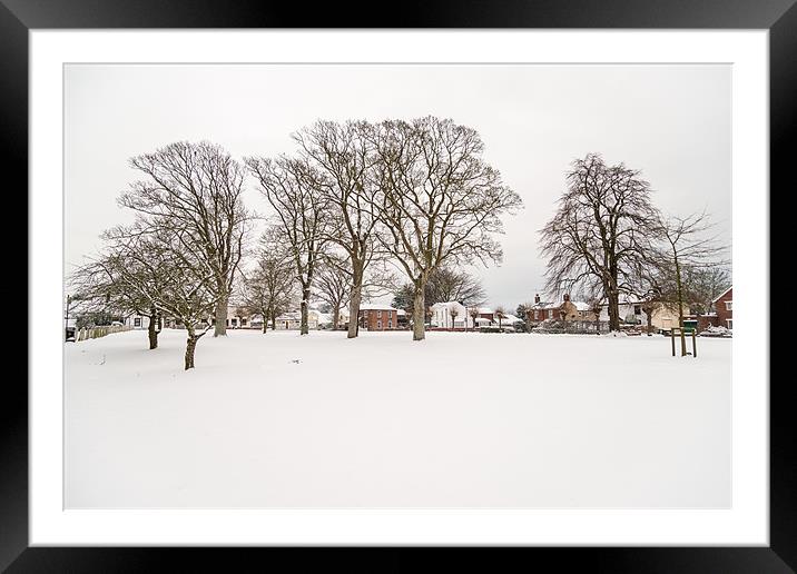 Ormesby Village Green in the Snow Framed Mounted Print by Stephen Mole