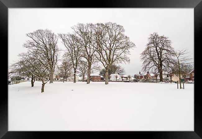 Ormesby Village Green in the Snow Framed Print by Stephen Mole