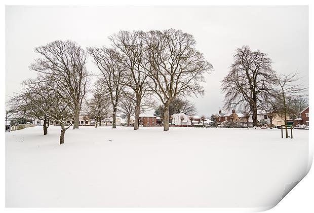 Ormesby Village Green in the Snow Print by Stephen Mole