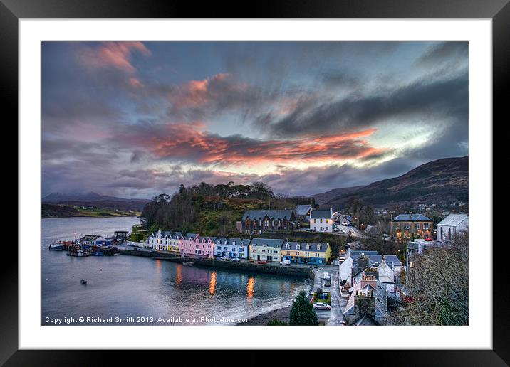 Sunset colour over Portree Framed Mounted Print by Richard Smith
