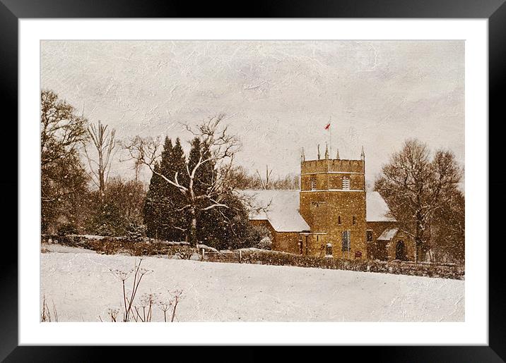 snow falling on chiddingstone causeway church Framed Mounted Print by Dawn Cox