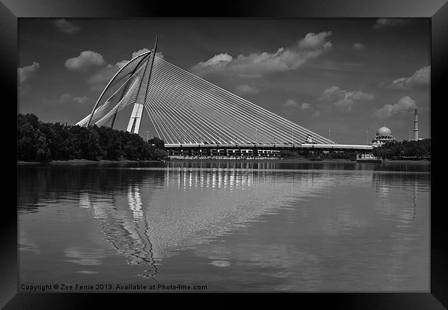 Seri Wawasan Bridge in B&W Framed Print by Zoe Ferrie