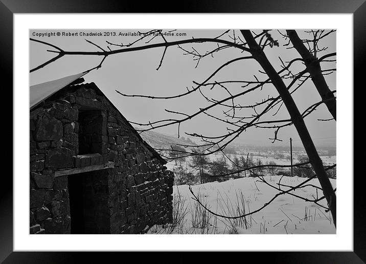 barn in the snow Framed Mounted Print by Robert Chadwick