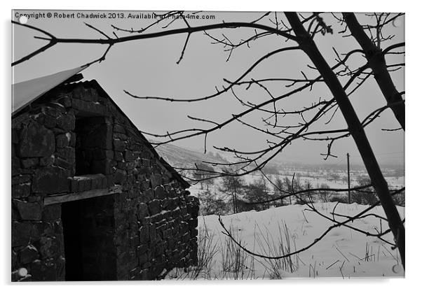 barn in the snow Acrylic by Robert Chadwick