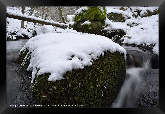 a snowy green rock Framed Print by Robert Chadwick