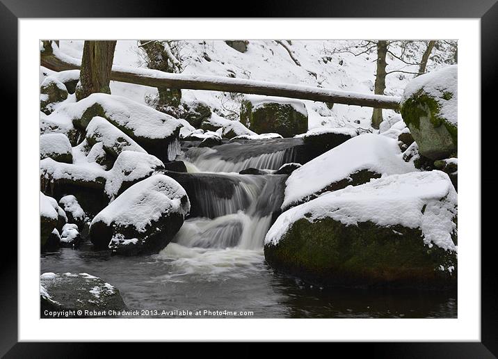waterfall in the snow Framed Mounted Print by Robert Chadwick
