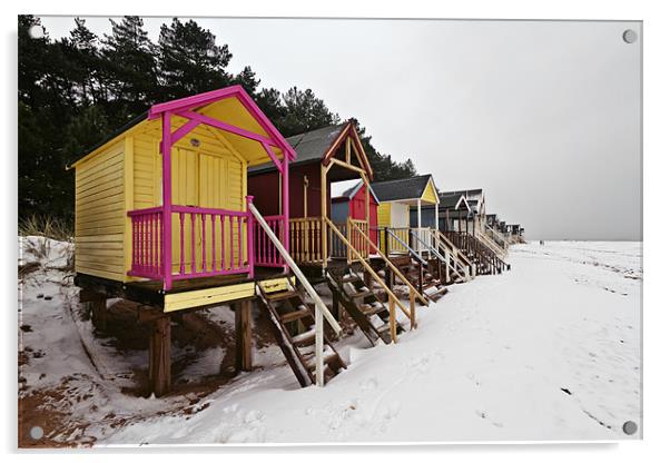 Snowy Wells Beach Huts Acrylic by Paul Macro