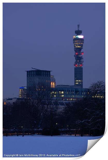 Telecom Tower in Winter Print by Iain McGillivray