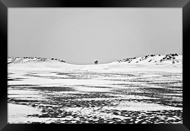 Winter Walk on Wells Beach Framed Print by Paul Macro