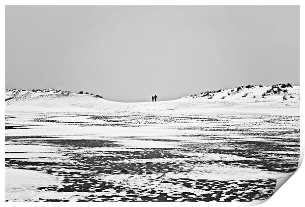 Winter Walk on Wells Beach Print by Paul Macro