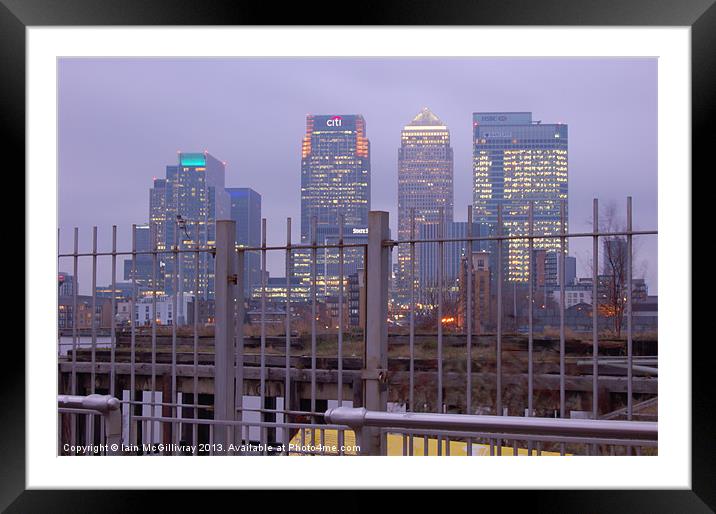 Canary Wharf Skyline Framed Mounted Print by Iain McGillivray