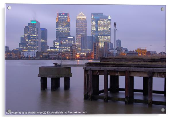 Canary Wharf Skyline Acrylic by Iain McGillivray