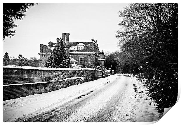 Country house in the snow Print by Robin East