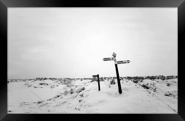 Sign posts in the Snow Framed Print by Mike Gorton