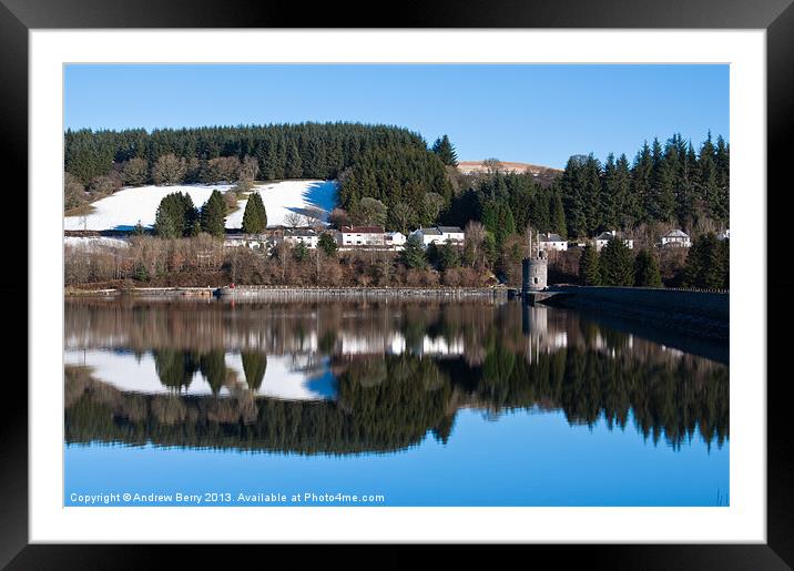 Llwyn-On Reservoir Brecon Framed Mounted Print by Andrew Berry