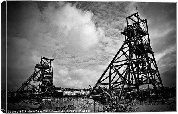 Winding Towers Penallta Collery Canvas Print by Andrew Berry