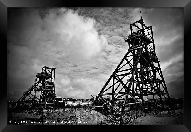 Winding Towers Penallta Collery Framed Print by Andrew Berry