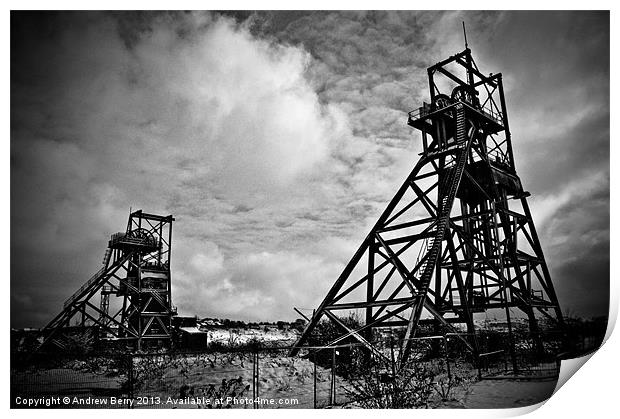 Winding Towers Penallta Collery Print by Andrew Berry