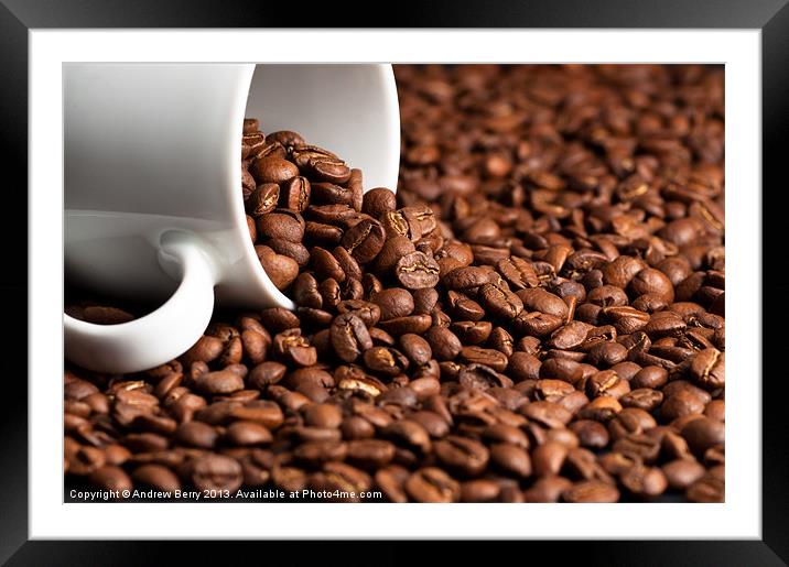 Pouring Coffee Beans Framed Mounted Print by Andrew Berry