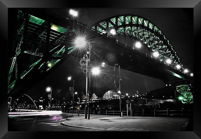 Newcastle Tyne Bridge Night illumination Framed Print by Doug Lohoar