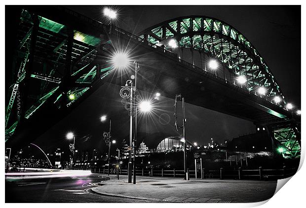 Newcastle Tyne Bridge Night illumination Print by Doug Lohoar