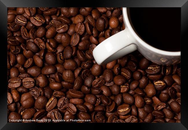 Coffee Beans and White Mug Framed Print by Andrew Berry
