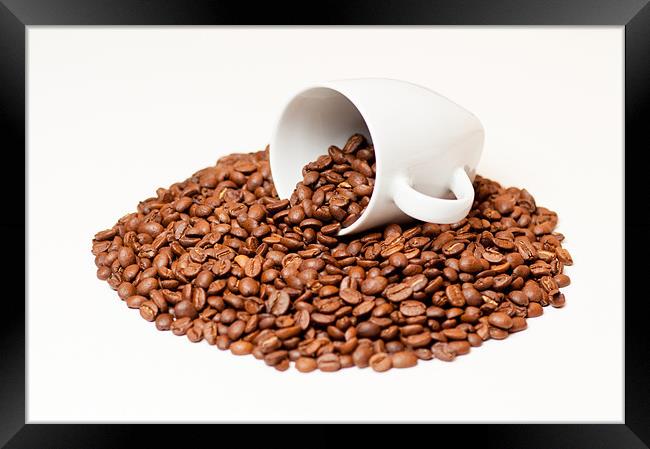 Coffee Beans in a White Mug Framed Print by Andrew Berry