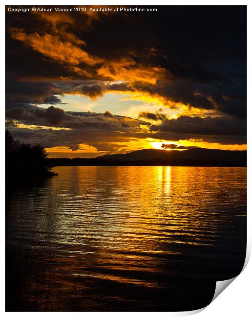 Sunset on Loch Leven Print by Adrian Maricic