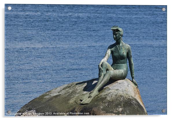 Girl on a Rock Acrylic by George Davidson