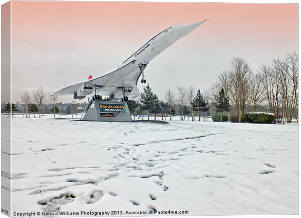  Concorde in the snow- Brooklands Museum Canvas Print by Colin Williams Photography