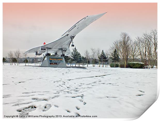  Concorde in the snow- Brooklands Museum Print by Colin Williams Photography