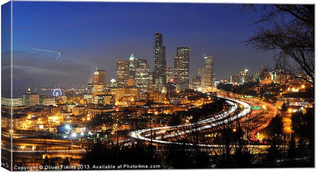 Downtown Seattle Canvas Print by Oliver Firkins