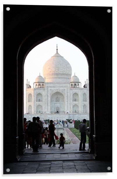 Taj Mahal Through Arch Acrylic by Louise Wilson