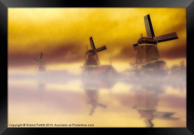Holland Windmills Framed Print by Robert Pettitt