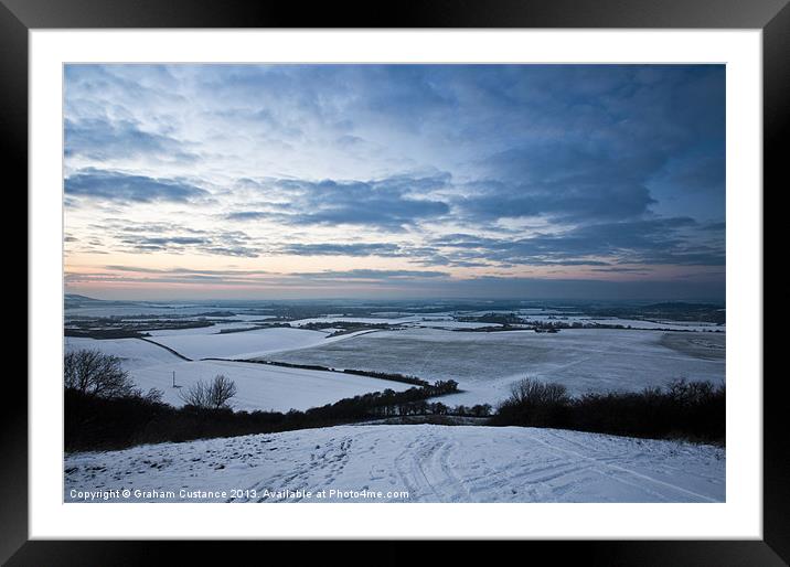 Winter Landscape Sunset Framed Mounted Print by Graham Custance