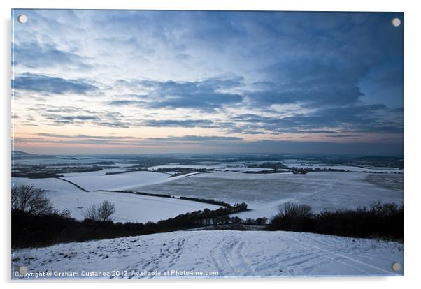 Winter Landscape Sunset Acrylic by Graham Custance