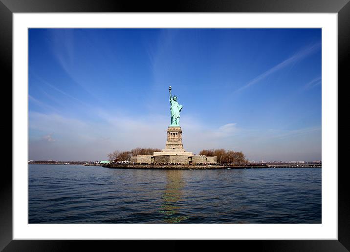 The Statue of Liberty from Afar Framed Mounted Print by Megan Winder