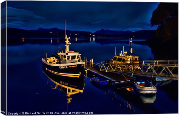 Portree pontoon just after midnight Canvas Print by Richard Smith