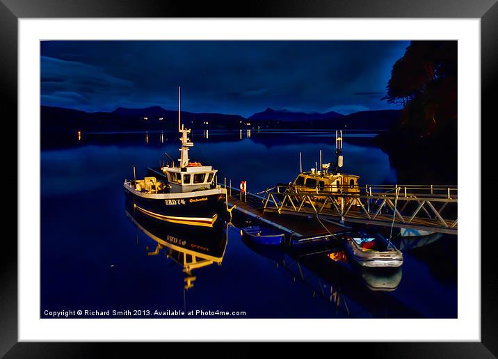 Portree pontoon just after midnight Framed Mounted Print by Richard Smith
