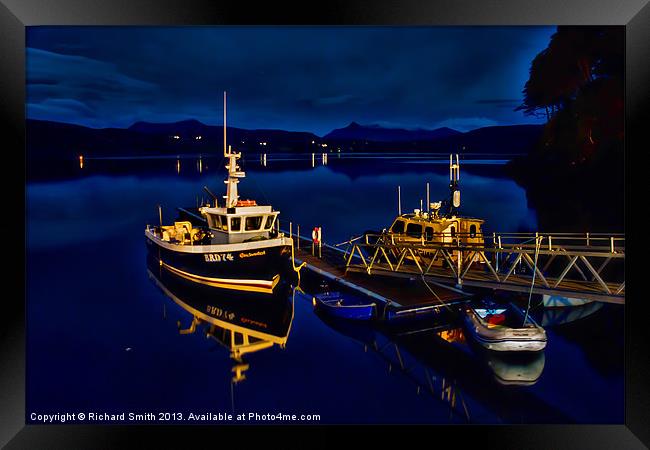 Portree pontoon just after midnight Framed Print by Richard Smith