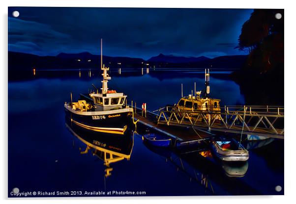Portree pontoon just after midnight Acrylic by Richard Smith