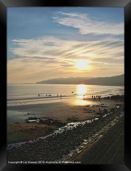 Relaxing Charmouth Beech Framed Print by Liz Shewan