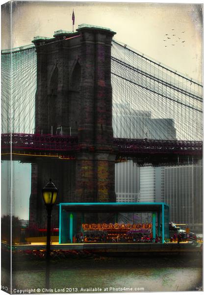 The Brooklyn Bridge Park Carousel Canvas Print by Chris Lord