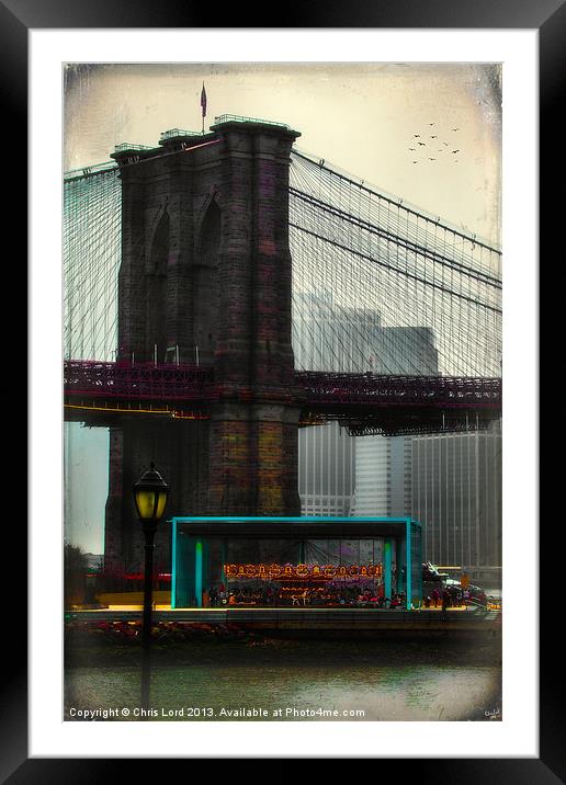 The Brooklyn Bridge Park Carousel Framed Mounted Print by Chris Lord