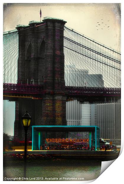 The Brooklyn Bridge Park Carousel Print by Chris Lord